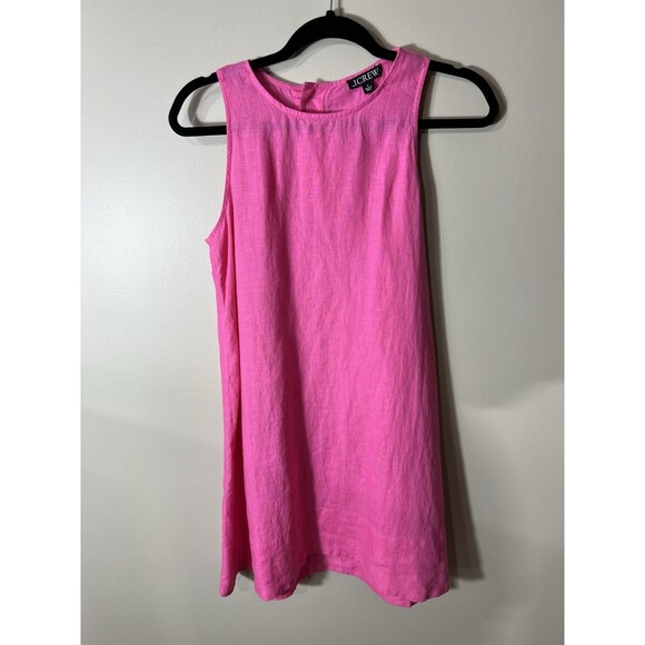 J. Crew Linen Button Back Shift Dress Flamingo Pink Small Summer Classic - Picture 1 of 10